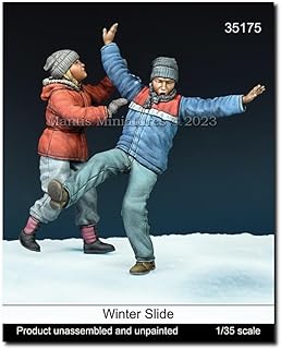 マンティスミニチュア 1/35 現用 雪道を滑る子供 2体入 レジンキット Man35175